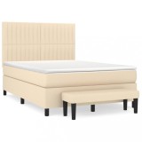 Cumpara ieftin Pat box spring cu saltea, crem, 140x200 cm, textil