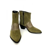 Ciocate dama din piele intoarsa Green Quinn cu insertie bronz, 40