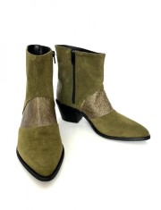 Ciocate dama din piele intoarsa Green Quinn cu insertie bronz, 40