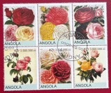 Angola 2000 Flora Trandafiri Bachet Botanica Set Complet 6 Timbre Ștampilat / CTO - A301