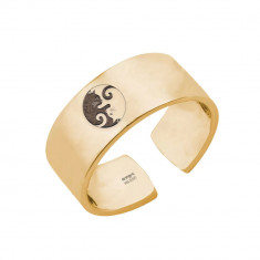 Yin&Yang - Inel reglabil personalizat cu doua pisici din argint 925 placat cu aur galben 24K