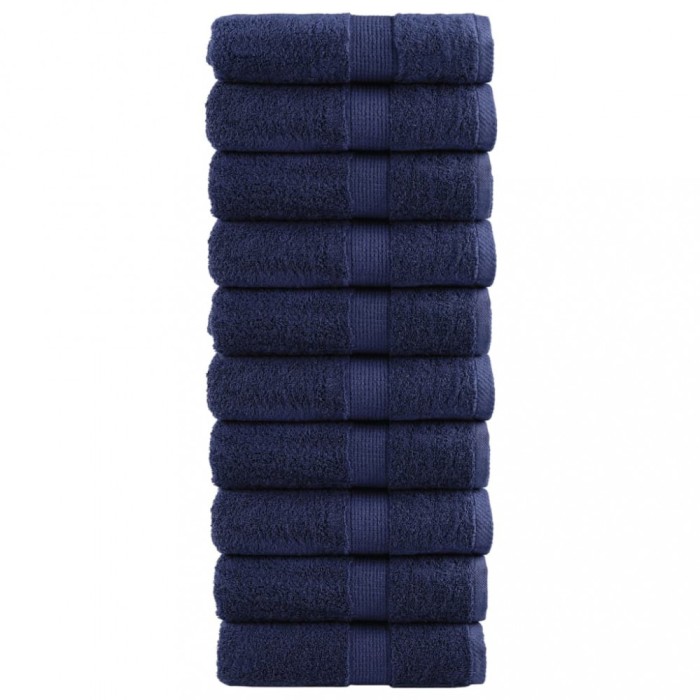 vidaXL Prosoape de baie premium SOLUND, 10 buc., bleumarin, 30 x 30 cm, 600 g/m&sup2;