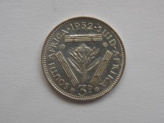 3 PENCE 1952 AFRICA DE SUD-argint