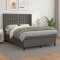 vidaXL Pat box spring cu saltea, gri, 140x190 cm, piele ecologică 3132499