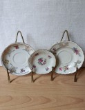 Lot de 3 farfurioare portelan ivoire cu model floral