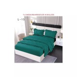 Cumpara ieftin Lenjerie de Pat Finet, Pliuri Brodate cu Elastic, 4piese, Verde Smarald - PUC134