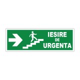 Indicator evacuare &bdquo;Ieșire de urgență&rdquo; dreapta cu scară