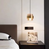 Lustra suspendata LC866/1TN din sticla si metal, 1xE27, &icirc;naltime reglabila