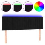 Cumpara ieftin Tablie de pat cu LED, negru, 144x5x78/88 cm, catifea
