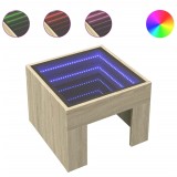 Cumpara ieftin Noptiera cu LED infinity, stejar sonoma, 40x40x30 cm