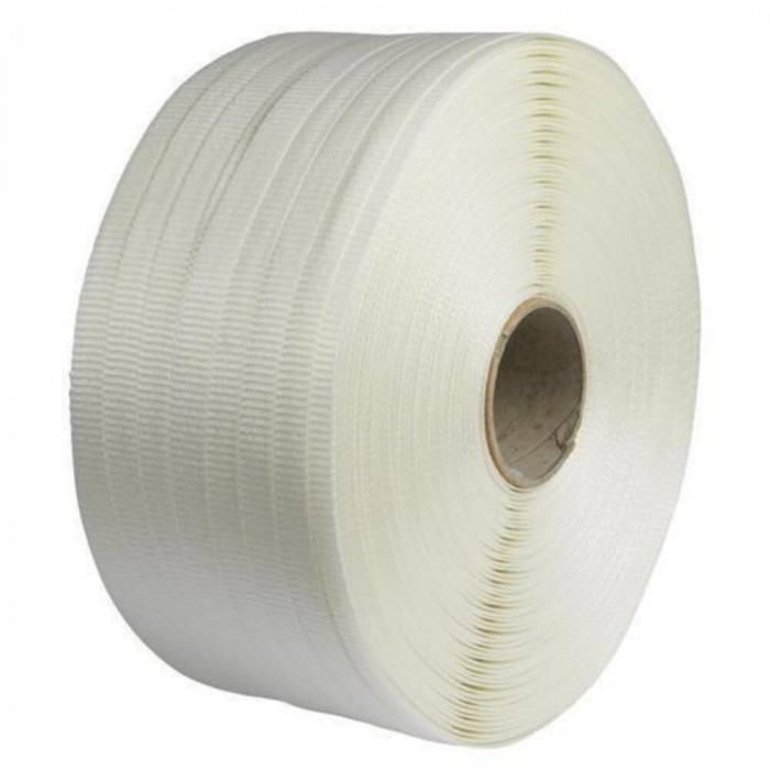 Banda de Legat PES Tesuta 25mm x 500m, Poliester Textil pentru Ambalare si Paletizare, Benzi Legare PES 25mm x 500m, Poliester Textil Tesut, Poliester