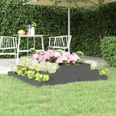 vidaXL Jardinieră, gri, 110x110x27 cm, lemn masiv de pin 823901 foto