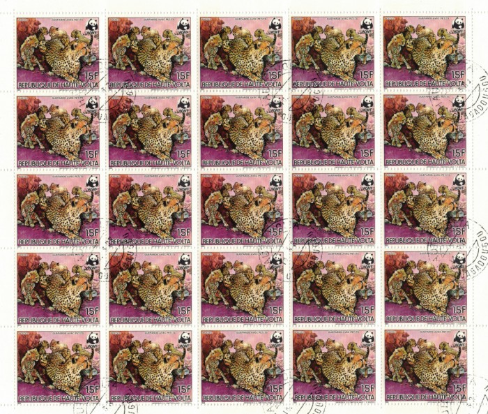 VOLTA SUPERIOARA 1984 - Fauna protejata WWF / 6 coli complete - 25 serii (6 imagini)