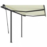 Cumpara ieftin Copertina retractabila automat cu stalpi, crem, 3x2,5 m