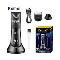 Masina de tuns Kemei 1840, inghinal, barba si corp, rezistent la apa IPX7, 6000 rpm, cu stand, incarcare Type-C, negru foto
