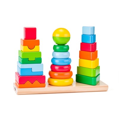 Jucarie din lemn de stivuit - Forme geometrice foto