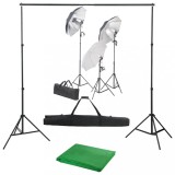 VidaXL Kit studio foto cu set de lumini și fundal