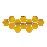 Set 12 stickere perete，BOMSTOM, Stil oglinda, Hexagon, 126x110x63 mm, Auriu