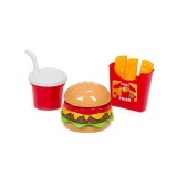 Set jucarii Burger, cartofi si shake din plastic, 3 piese, Multicolor, ATU-087163, Oem
