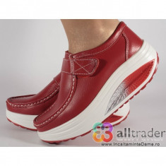 Pantofi rosii piele naturala talpa convexa (cod AC019-32) foto