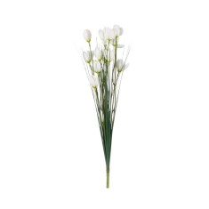 Creanga decorativa artificiala, cu flori, 42 cm, alb, ATU-080288