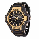 Ceas Barbatesc Smael Militar Sport , Digital + Quartz, Rezistent la Apa 5ATM, Cadran 54mm, Curea PU, Verde, Cutie Inclusa