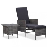 Cumpara ieftin Set mobilier de gradina cu perne, 2 piese, gri, poliratan