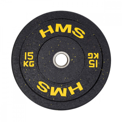 Greutate Bumper Plate 15 kg/51 mm HMS HTBR15-galben FitLine Training foto