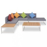 Cumpara ieftin Set mobilier de grădină cu perne, 4 piese, aluminiu și WPC
