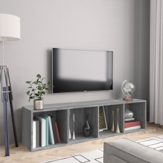 Bibliotecă/dulap TV, gri sonoma, 143x30x36 cm, lemn prelucrat