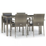 Cumpara ieftin Set mobilier de gradina cu perne, 5 piese, gri, poliratan