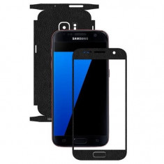 Set Folii Skin Acoperire 360 Compatibile cu Samsung Galaxy S7 - ApcGsm Wraps Leather Black