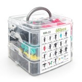 Set 680 clipsuri / cleme auto de fixare universale Techstar&reg; Repair Kit, plastic, 23 dimensiuni de la 5 mm la 100 mm, pentru usi, aripi, bare de prote