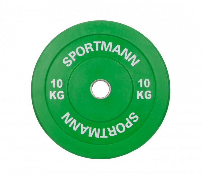 Greutate Cauciuc Bumper Plate SPORTMANN - 10 kg / 51 mm - Verde FitLine Training