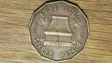 Fiji - moneda de colectie exotica - 3 pence 1960 - Elisabeta II - dodecagonala, foarte frumoasa !
