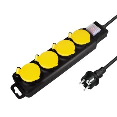 PRELUNGITOR LOGILINK, Schuko x 4, conectare prin Schuko (T), cablu 1.5 m, 16 A, protectie stropire cu apa, negru/ galben, &quot;LPS254&quot; (timbru verde 0.18