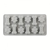 Forma din silicon pentru jeleuri si bomboane, design os catelus,12 alveole,20x10 cm