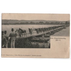 1916 Austria - armata Austro-Ungara trecand podul militar peste Dunare