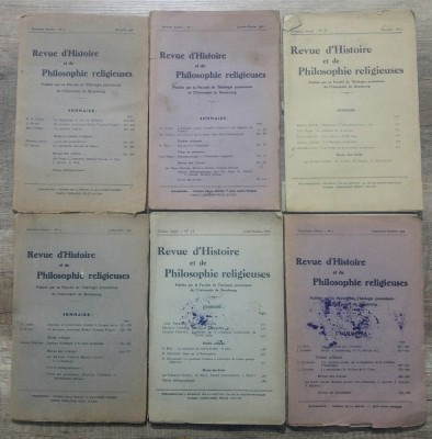 Revue d&amp;#039;histoire et de philosophie religieuses// 6 volume, anii 1920 foto