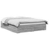 Cumpara ieftin Cadru de pat cu sertare, gri sonoma, 160x200 cm lemn prelucrat