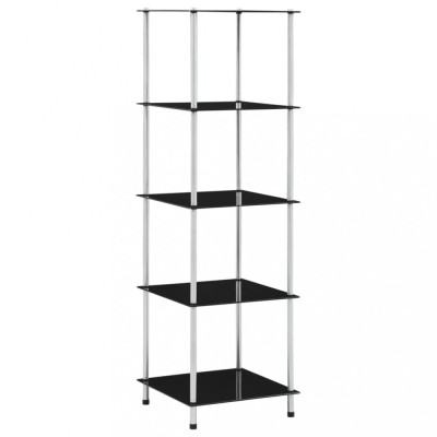 vidaXL Raft cu 5 niveluri, negru, 40 x 40 x 130 cm, sticlă securizată 249511 foto