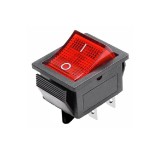 Intrerupator basculant rocker iluminat rosu, DPST, ON-OFF, 4 pini, 16A 250VAC, 20A 125VAC, IP20, FL3-KCD4-201-01-RED