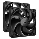 VENTILATOR Corsair iCUE LINK RX140 2x140mm NEGRU, 0.300-1700 RPM +/- 10%, 18.1-95.7 CFM, Presiune Statica: 0.15-3.79 mm-H2O,10-36dBA, Prindere magneti