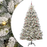 VidaXL Brad de Crăciun artificial Verde și alb 300 cm PVC și Metal 3395784
