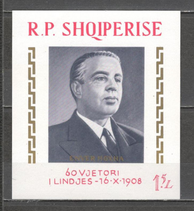 Albania.1968 60 ani nastere E.Hoxha:om politic-Bl. SA.430