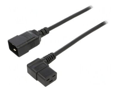 Cablu 3x1,5mm2 IEC C19 mamă unghiat - IEC C20 tată, 1m PVC foto