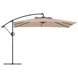 Outsunny Umbrelă de Soare Suspendată cu Rotire la 360&deg;, M&acirc;ner cu Manivelă și &Icirc;nclinare, 300x325x230 cm, Kaki | Aosom Romania