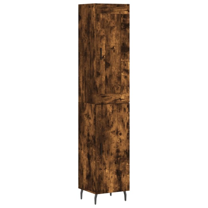 Dulap inalt, stejar fumuriu, 34,5x34x180 cm, lemn prelucrat
