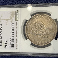 Moneda 5 lei 1885 NGC VF 30