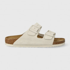 Birkenstock papuci din piele Arizona femei, culoarea bej, 1026842